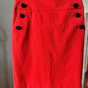 Elegant Red Button-Detail Skirt